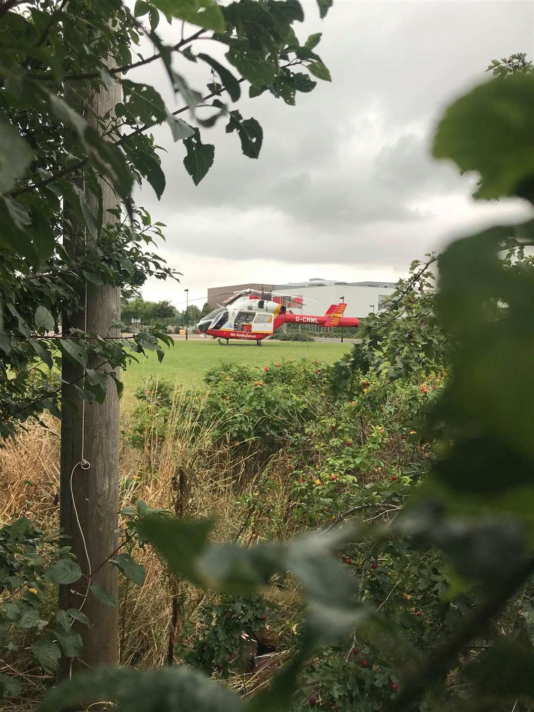 An air ambulance landed behind Unity Street, Sheerness, at around 5.45pm. Picture: Daryl Senior Richards