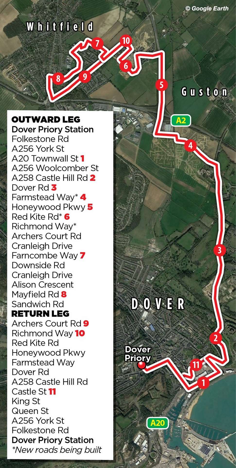 The routes which Dover Fastrack will serve