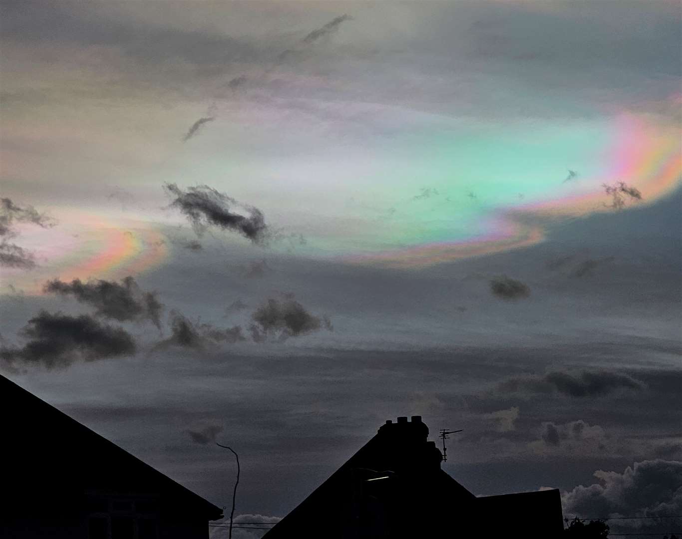 The rainbow clouds were also spotted above Maidstone this evening. Photo: Scott Farry