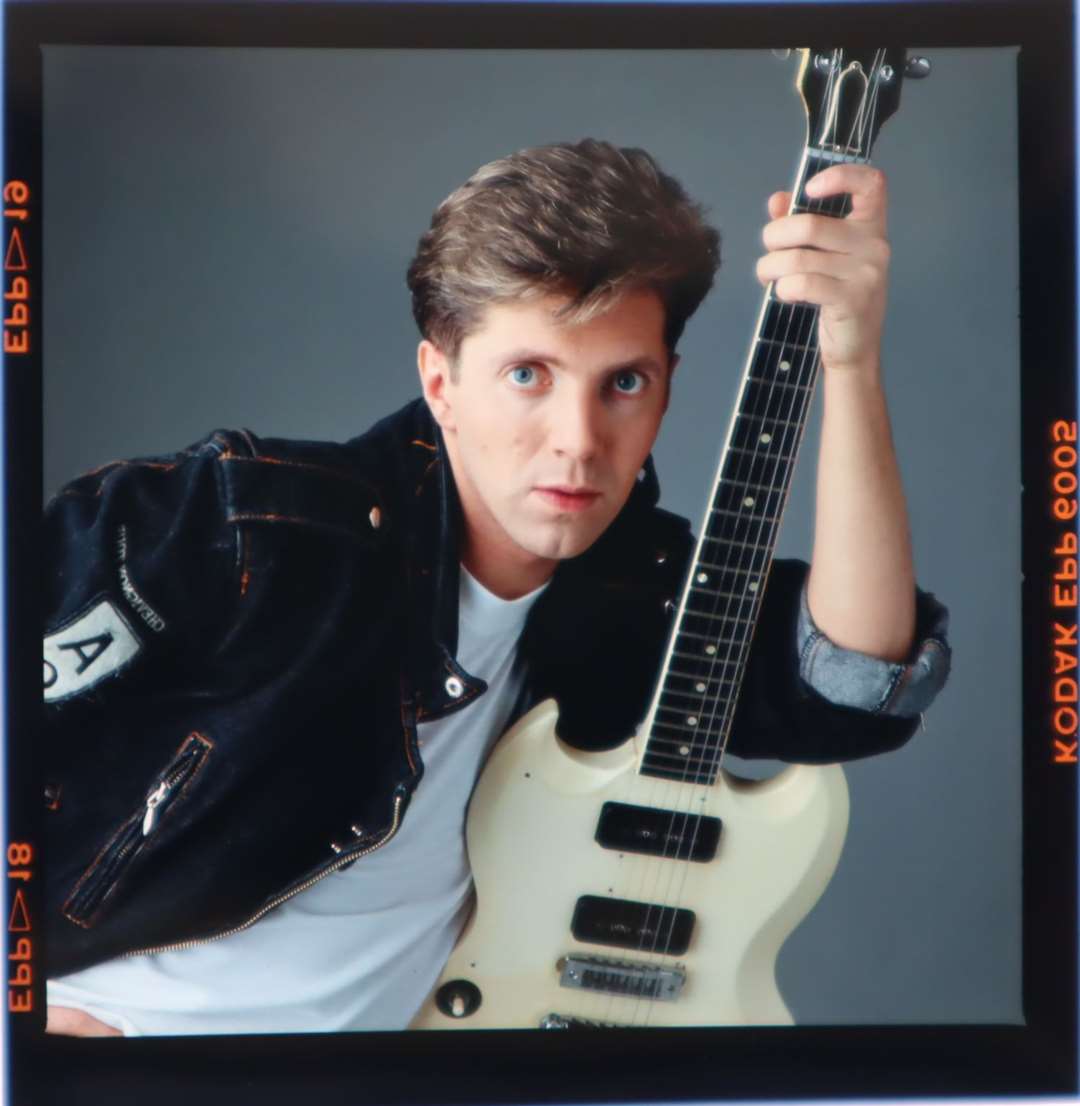 Neil Buchanan and his guitar as part of the publicity for Motormouth, made at Maidstone