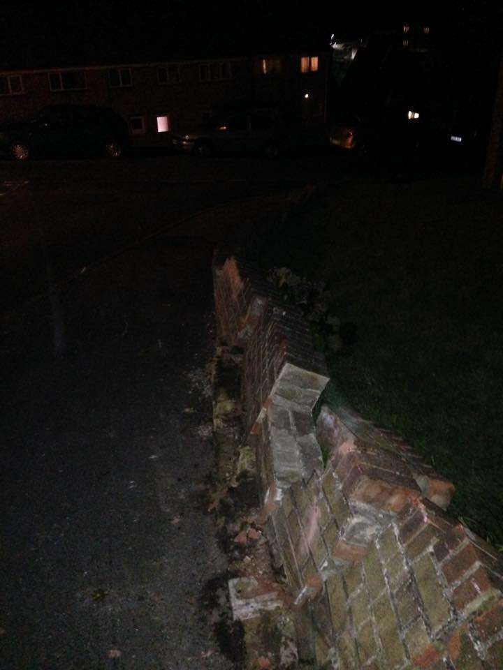 Wall destroyed by lorry