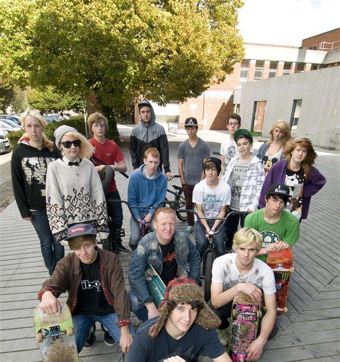 Sittingbourne boarders who have been campaigning for a skatepark in town.
