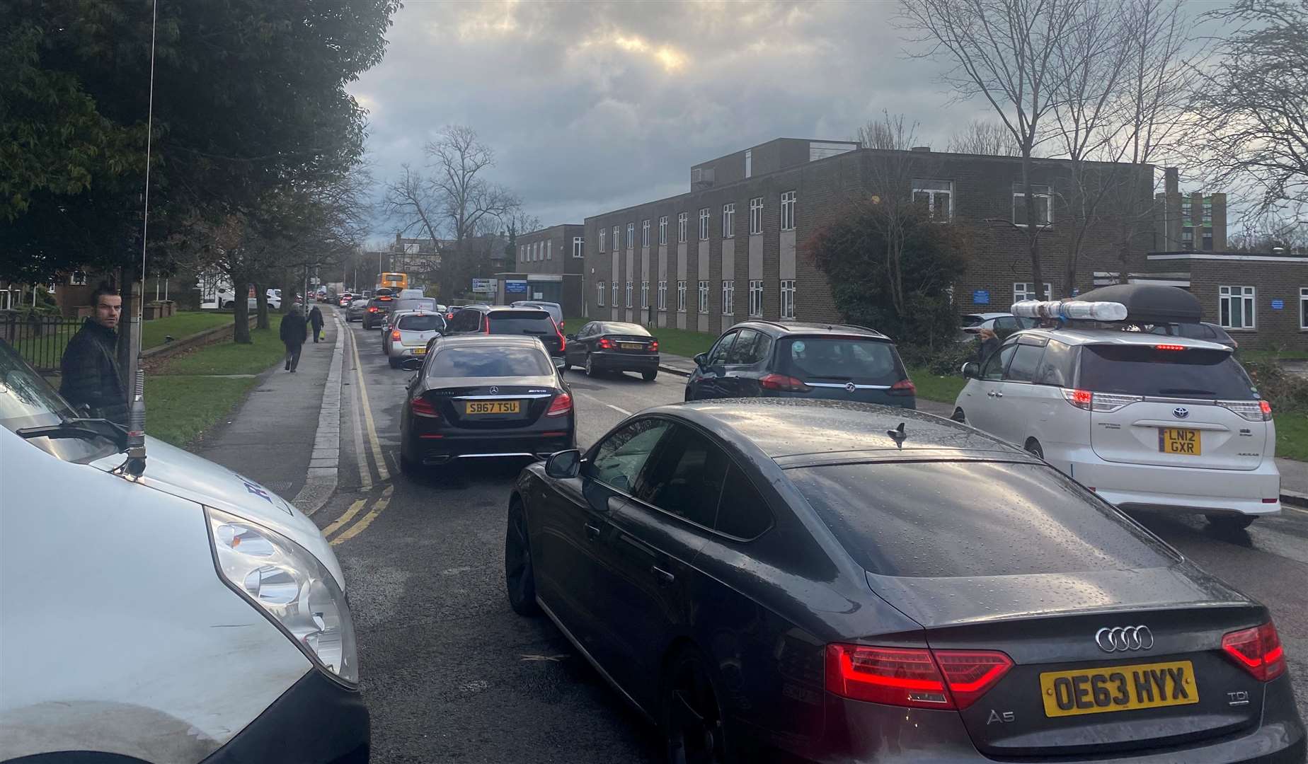 Drivers stuck in Maison Dieu Road, Dover, at the junction with Godwyne Road and Park Avenue