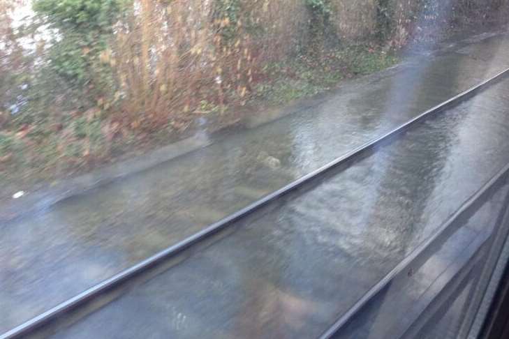Water on the tracks between Chilham and Chartham. Picture: @Clokey74