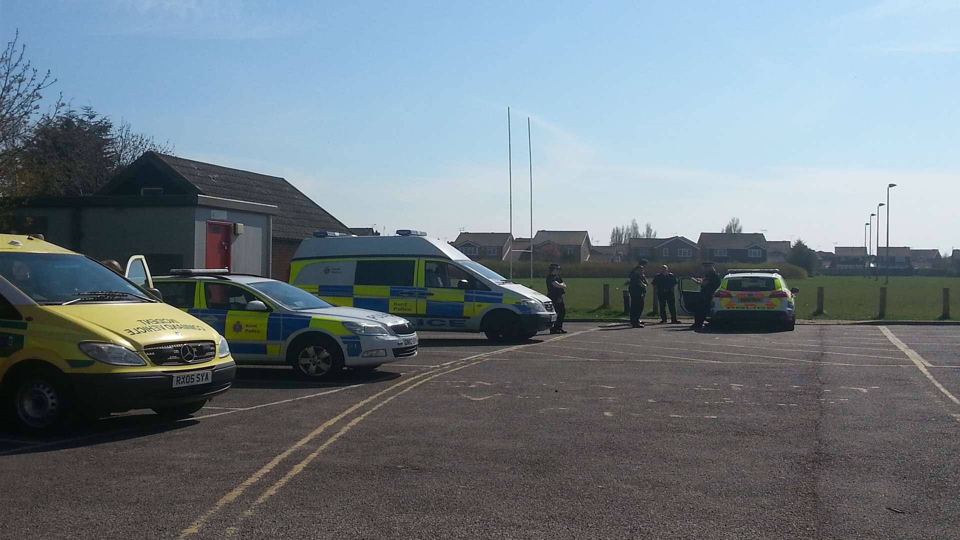 Police were called to Longacre at 1.55pm and were seen in Whitstable Rugby Club's car park