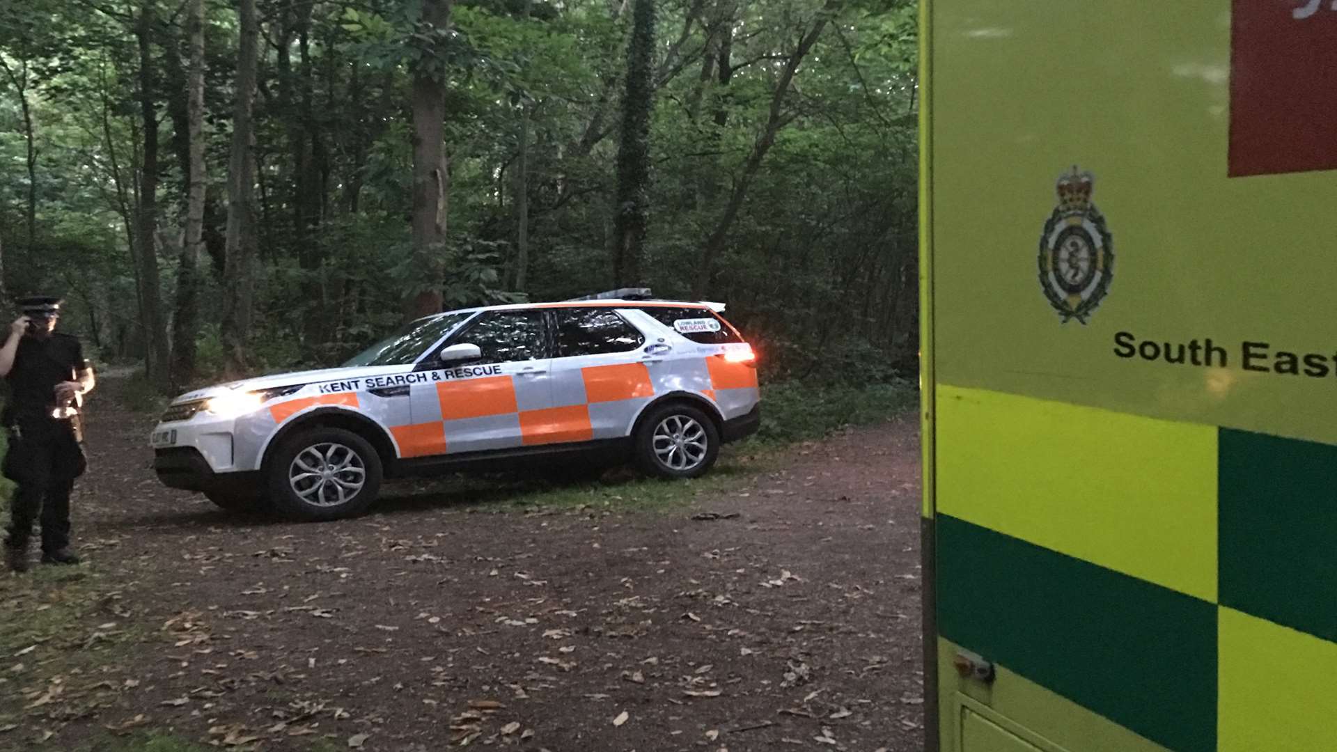 Emergency services and KSAR in Joyden's Wood. Picture: KSAR