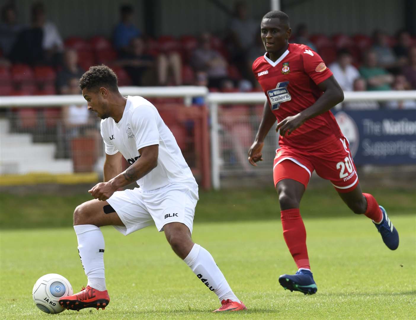 Dover's Jamie Allen brings the ball away from Wrexham's Akil Wright Picture: Tony Flashman