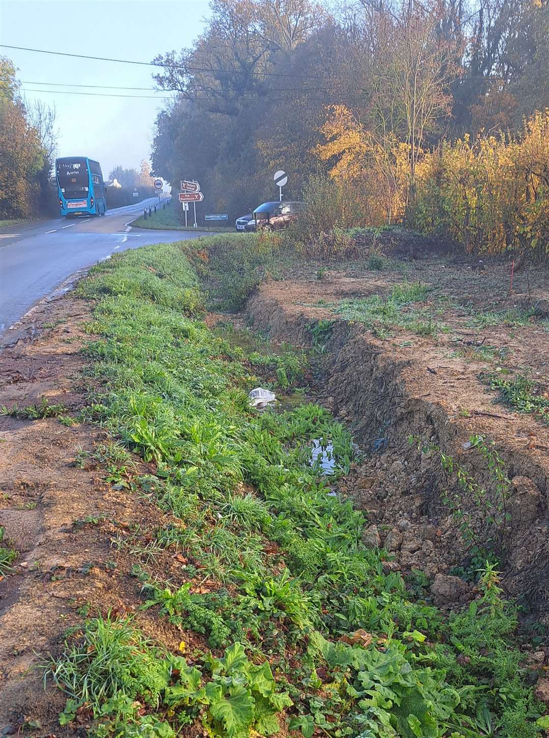 This ditch will have to be moved for the junction improvement to take place