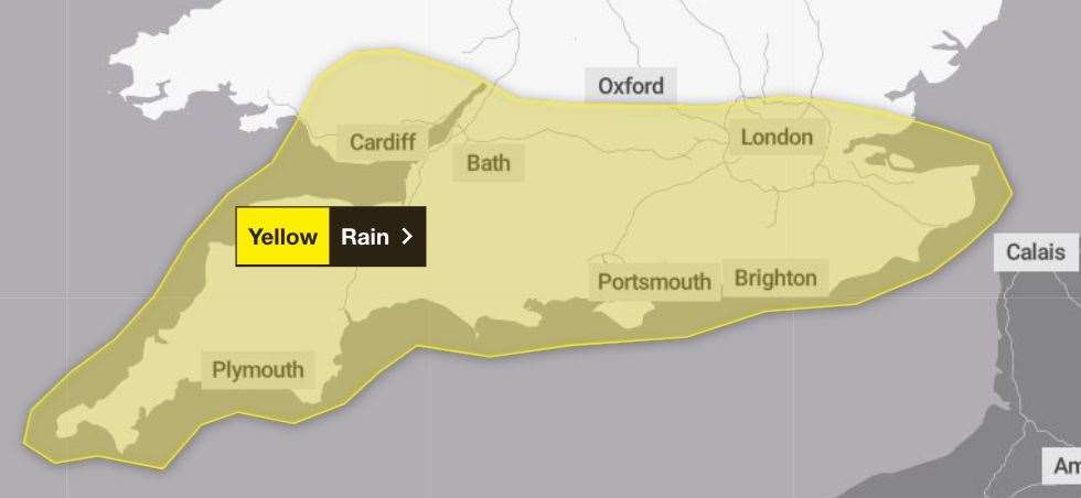 The alert has been put in force from 2am tomorrow (Thursday) until 6am on Friday. Picture: The Met Office