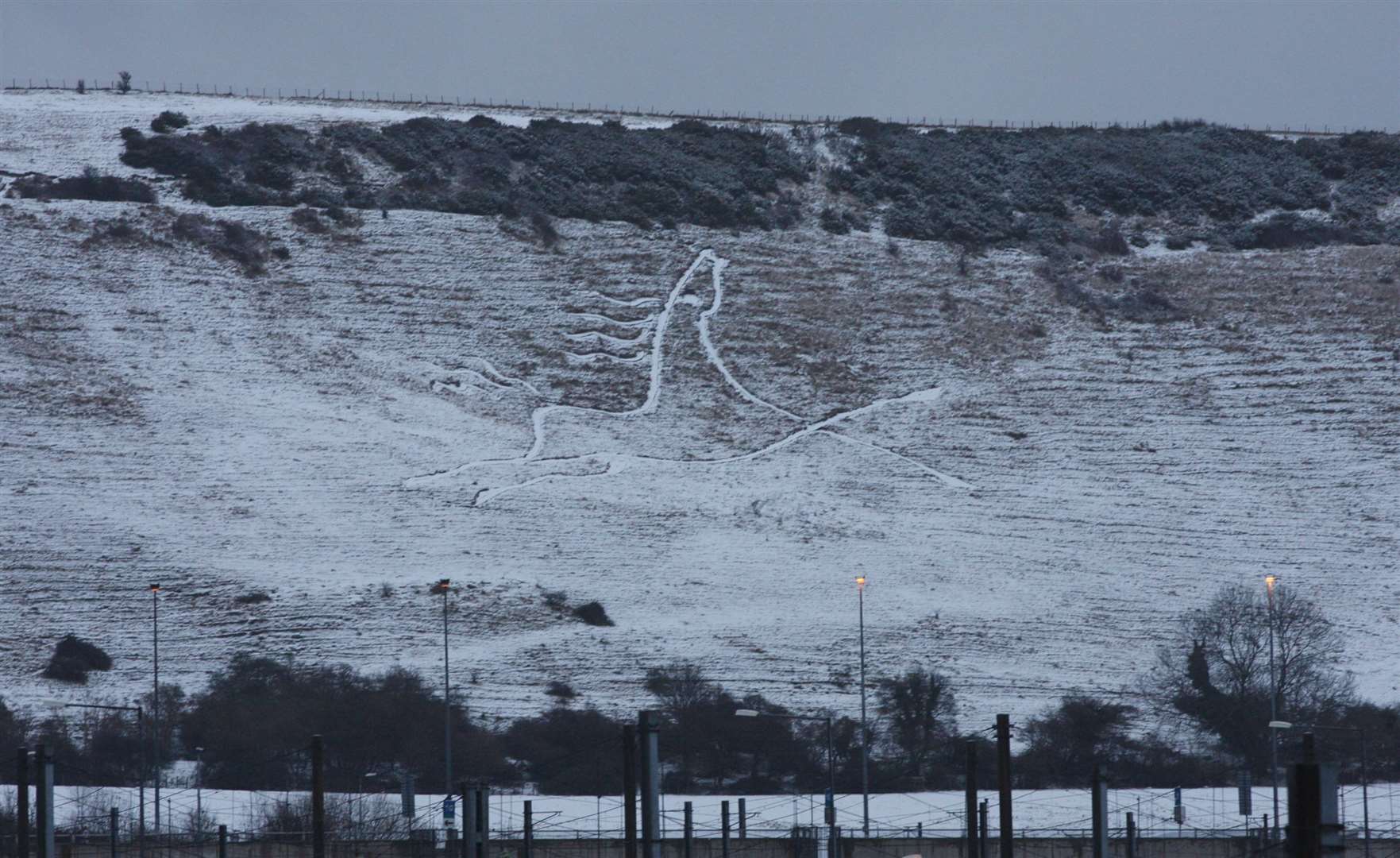 The White Horse over Folkestone was a little whiter than usual in January 2009. Picture: Chris Denham