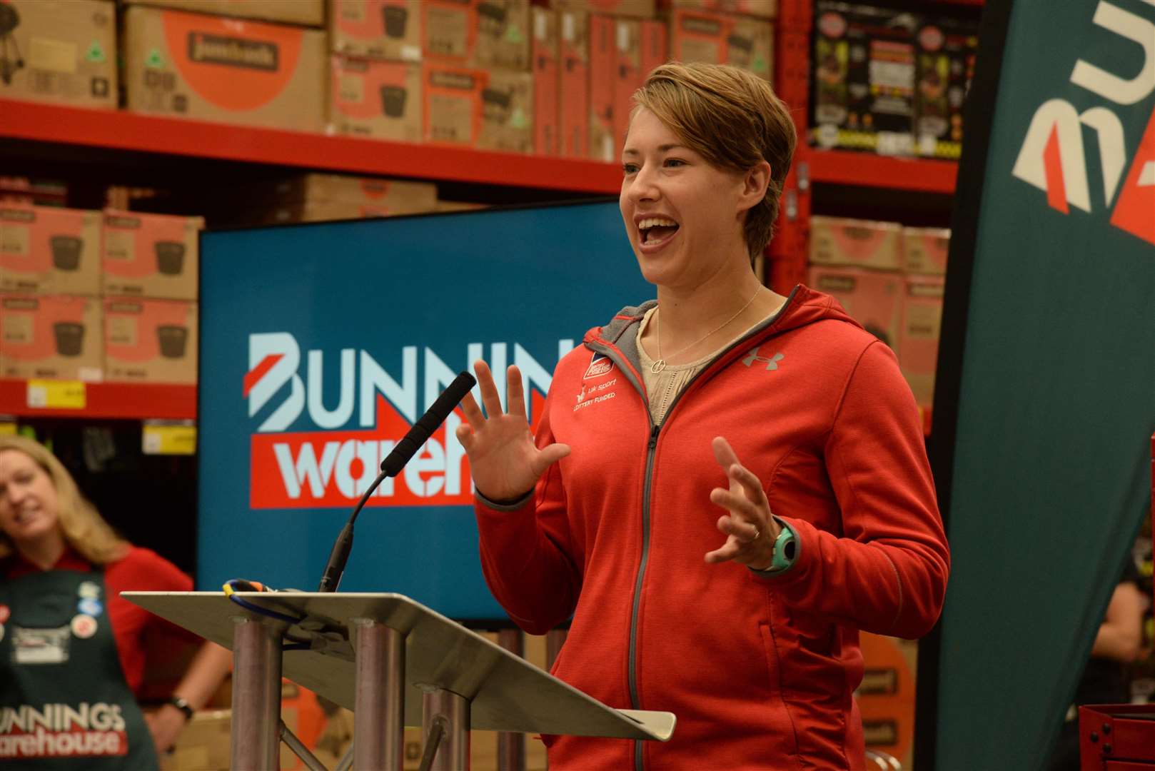 Winter Olympic star Lizzy Yarnold at the opening of Bunnings Warehouse at Park Farm Road, Folkestone