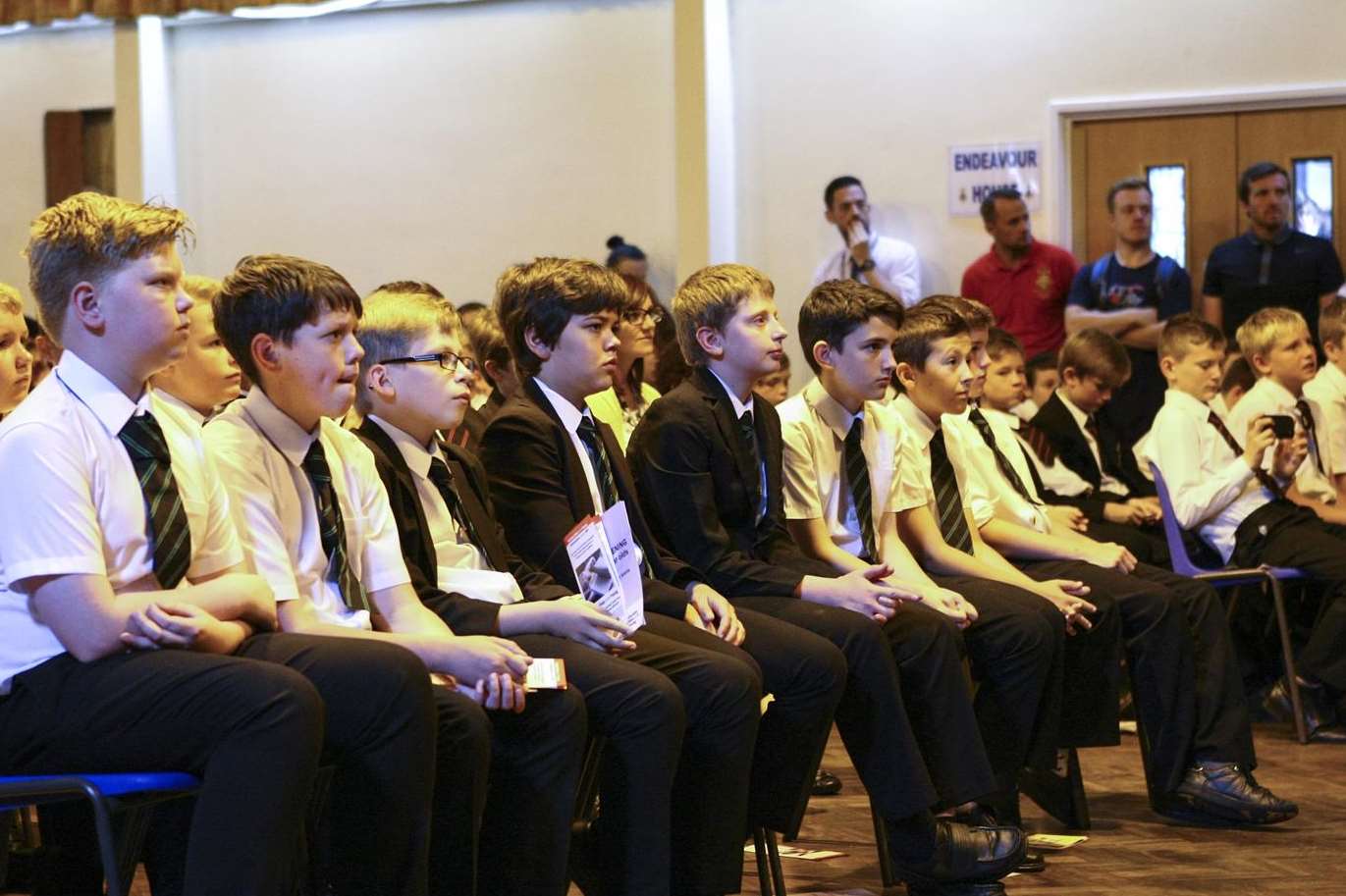 Students at the Harvey Grammar School watch Pixie Lott's exclusive performance.