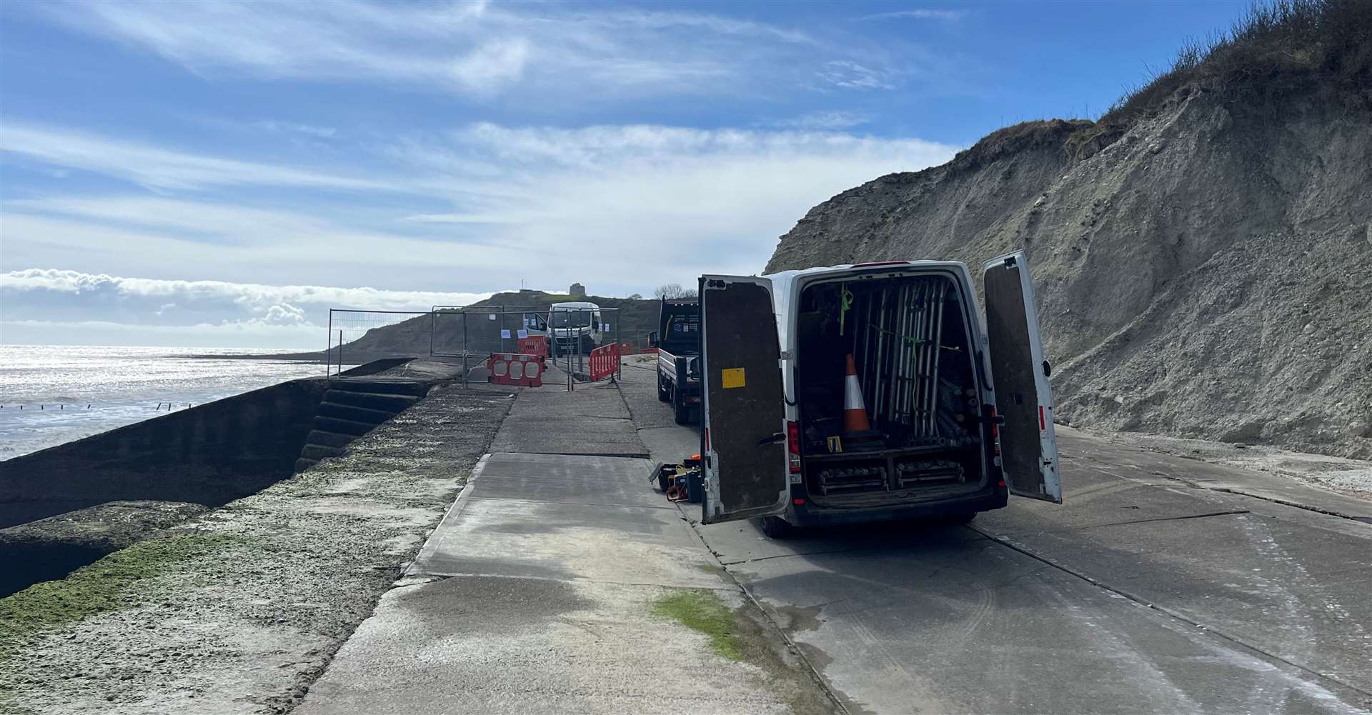 Crews from Network Rail attended the damaged site on Folkestone Warren on Tuesday to close of sections to the public