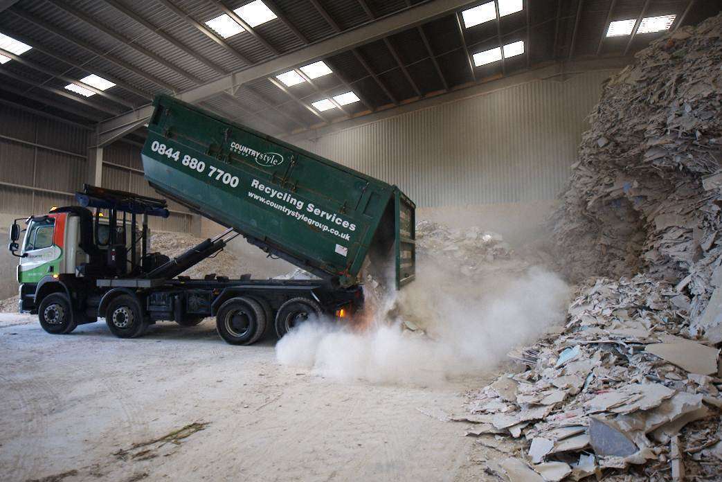 Gypsum, or plasterboard, is collected, processed and then sold from Countrystyle's plant in Ridham