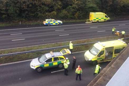 Emergency services at the scene of the bridge fall. Picture: Laura Fox