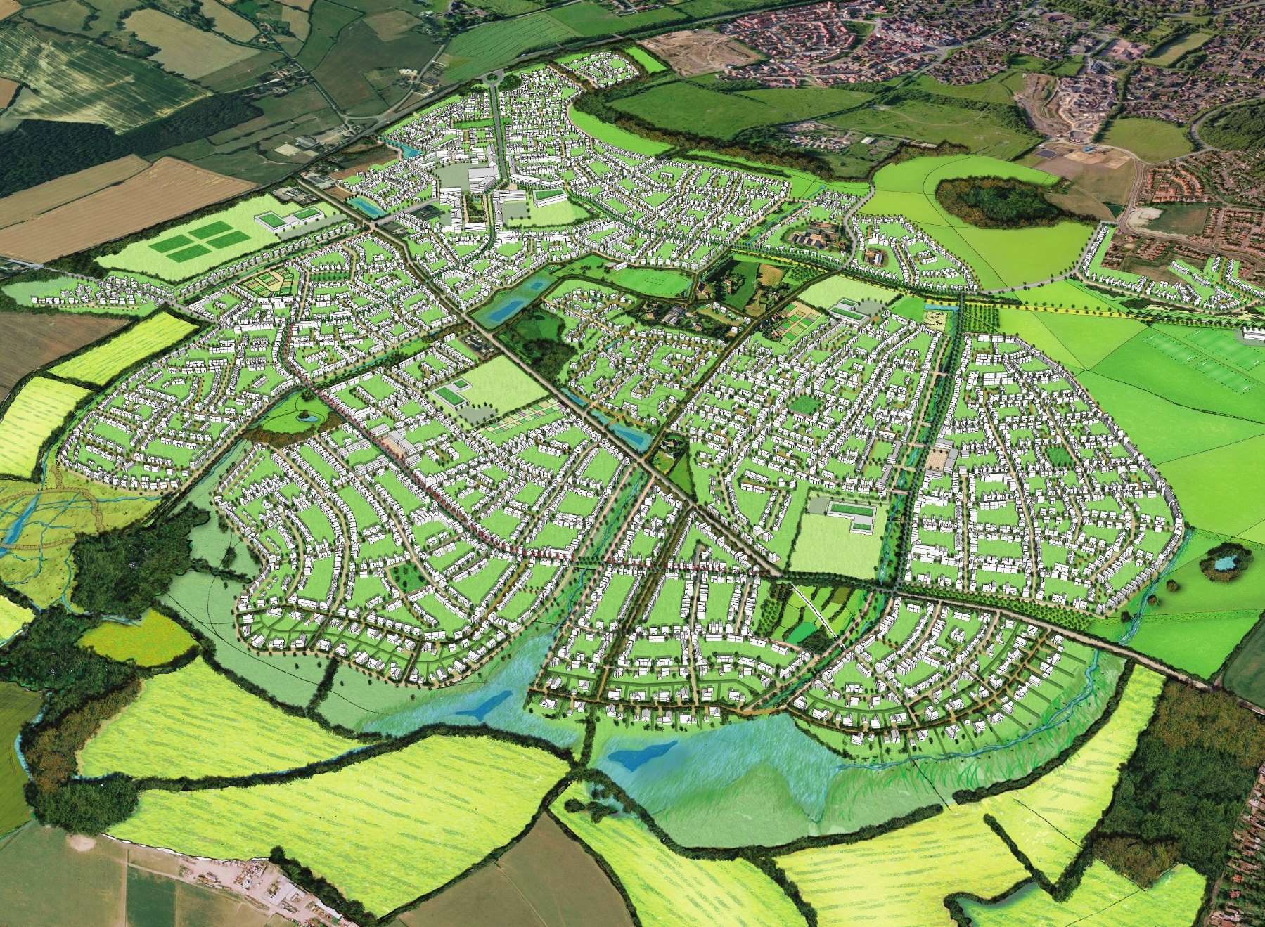 An artist's impression of the Chilmington Green development