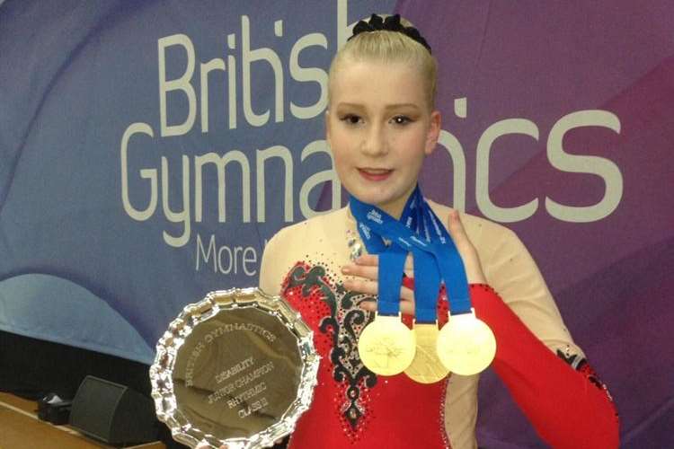 Gymnast Katie O'Connor, 14, competed in the British Rhythmic Gymnastic Championships and won Championship titles in both her ball and hoop routines.