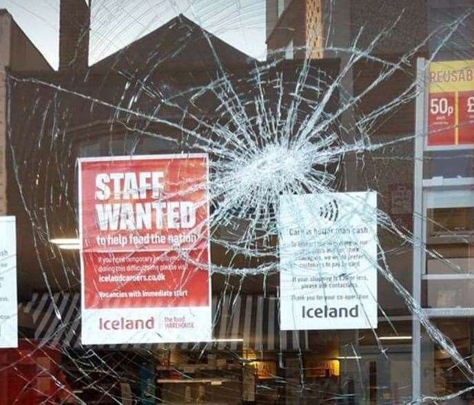 Iceland in Whitstable High Street had a window smashed. Picture: Christina Louise Champion