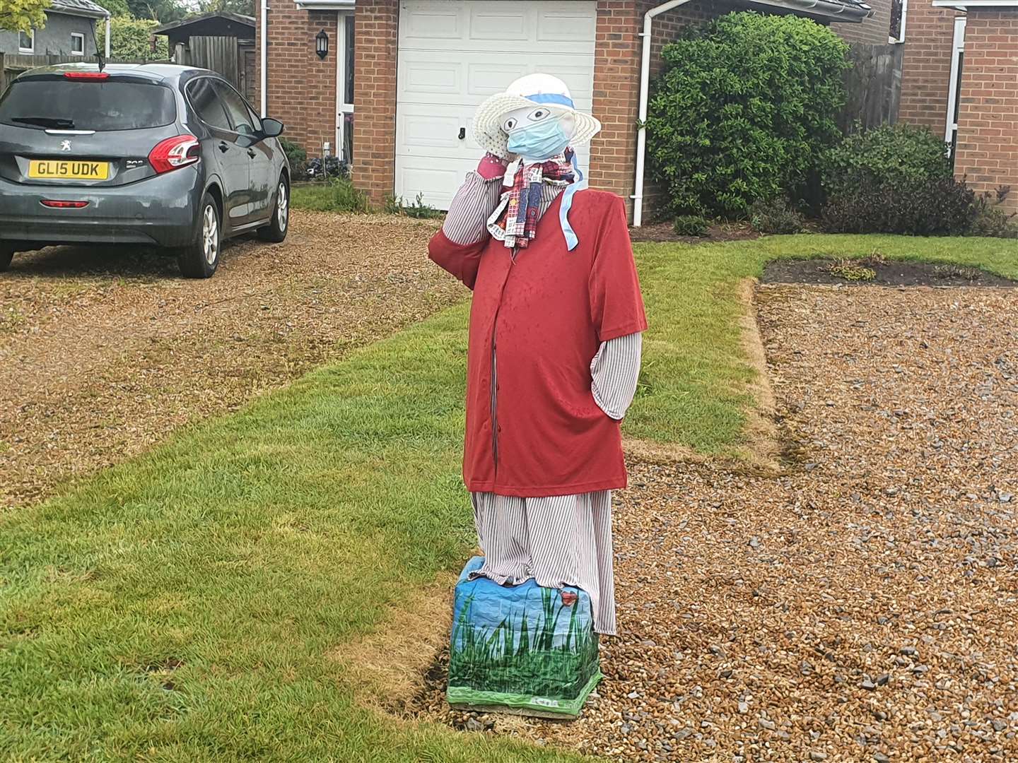 One of the many scarecrows currently adorning gardens in West Hythe