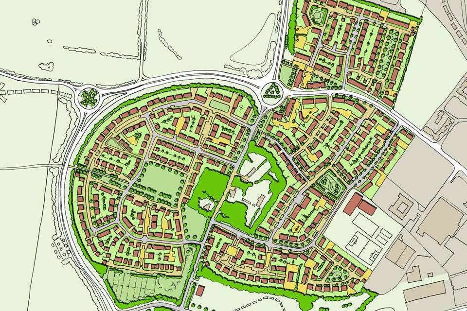 An artists' impression of how New Haine Road could look following the completion of the proposed Manston Green development