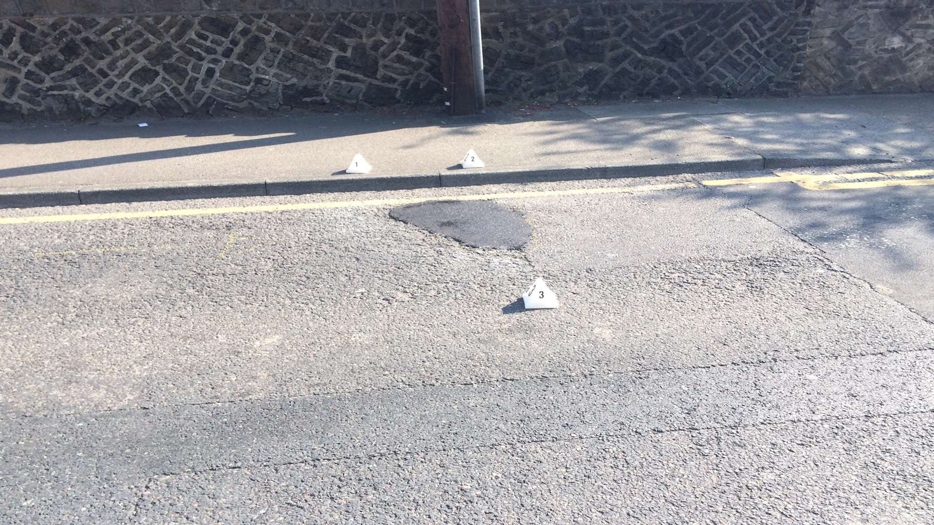The repaired pothole in Old Road West, Gravesend