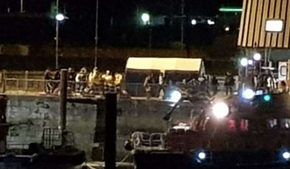 Asylum seekers rescued from the capsized boat arrived at Dover. Picture: Warren Grant