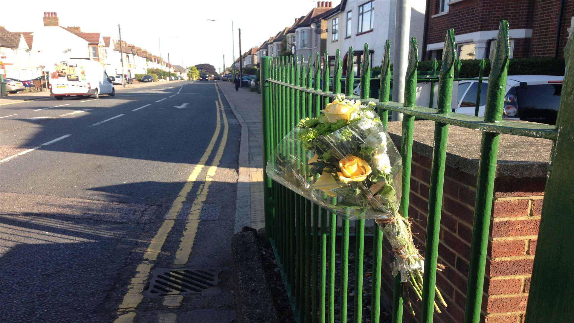 Flowers left at the scene on Park Road.