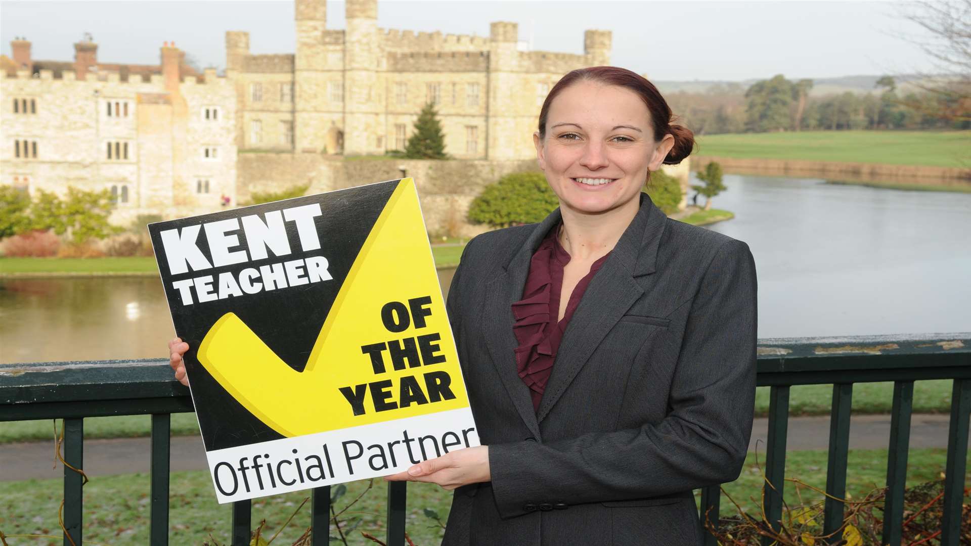Amy Woods from Three R's Teacher Recruitment, pictured at Leeds Castle, is delighted to support the Kent Teacher of the Year Awards 2015.