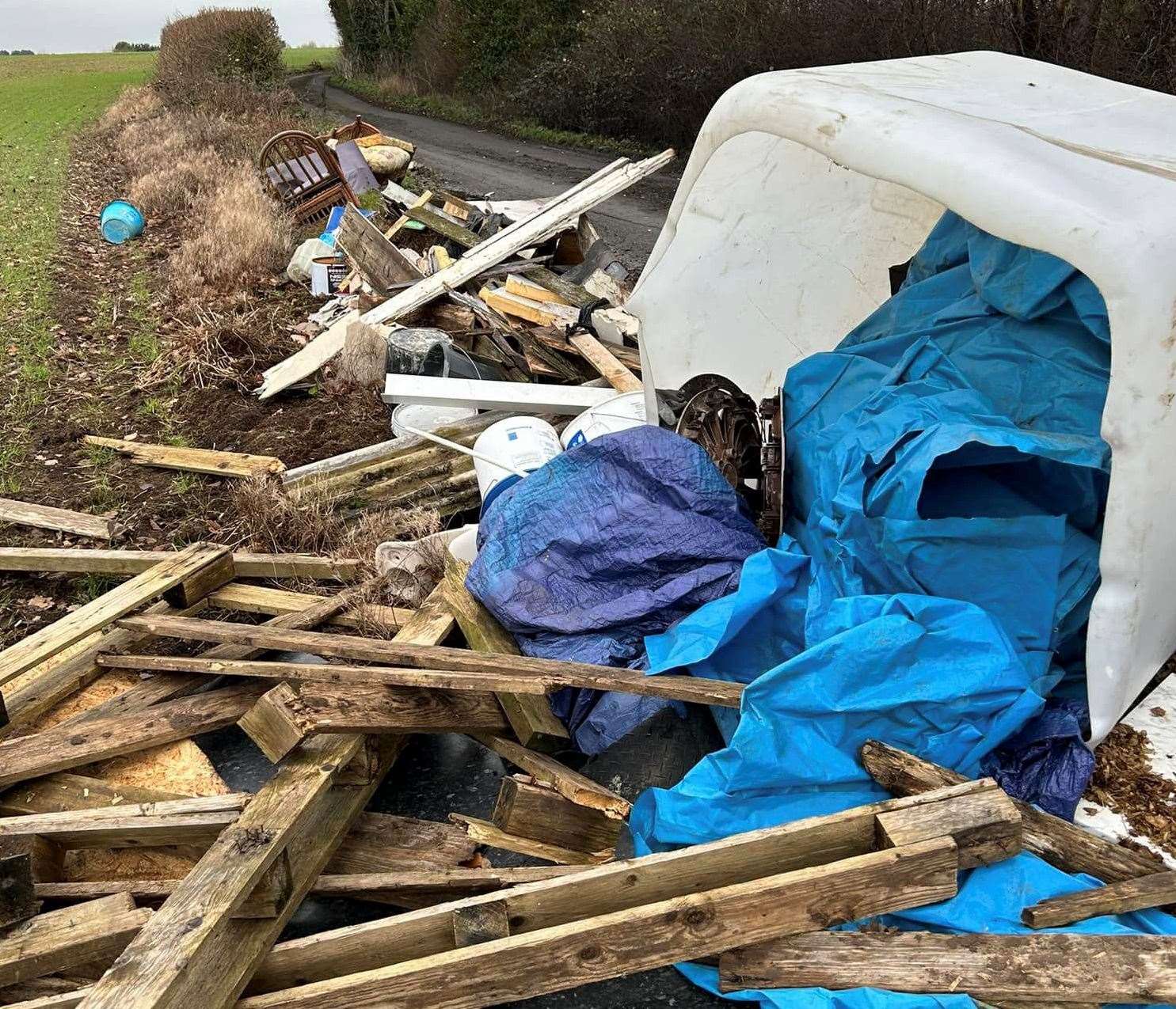 Flytipping dumped in Parsonage Lane, Bobbing. Picture: Mick Connor