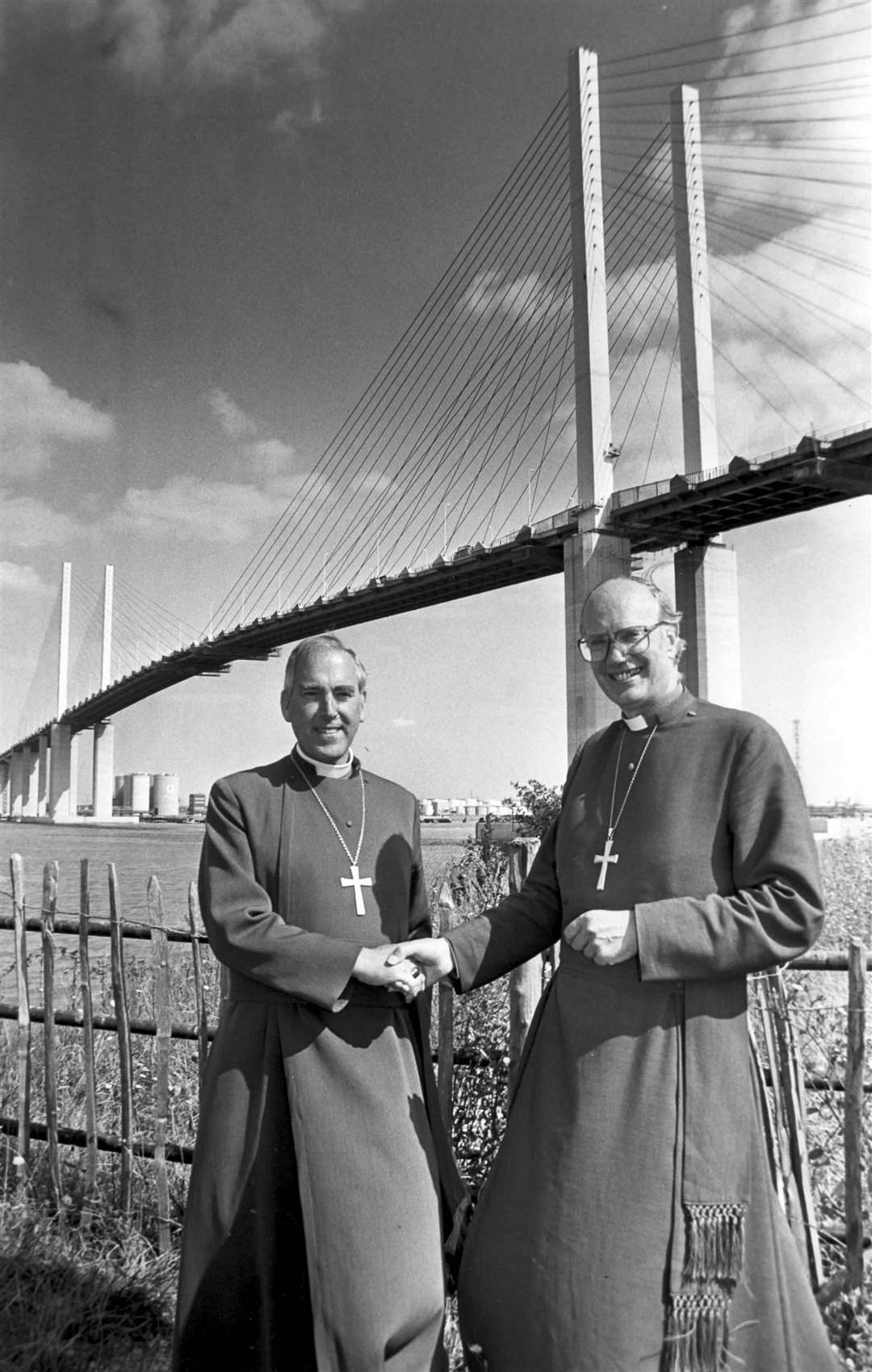 The Bishops of Chelmsford and Rochester meet to bless the Queen Elizabeth Bridge at Dartford in 1991