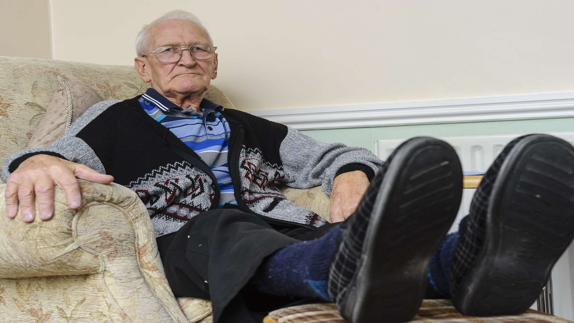 Medway Maritime Hospital have been unable to make Denis Judd shoes that fit properly, which means he has only been able to wear slippers for nearly two years. Picture: Andy Payton