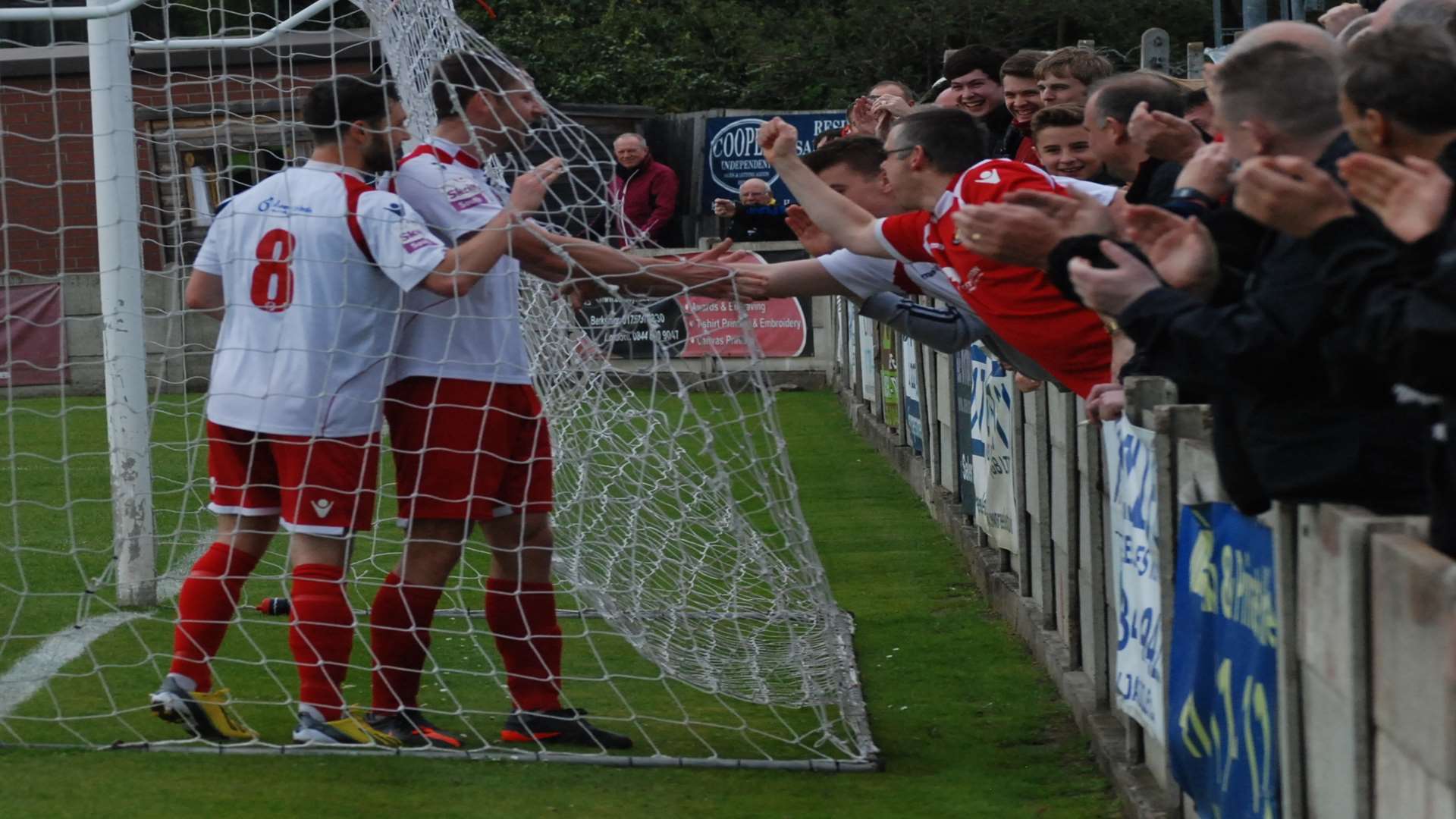 Ben May celebrates his goal at Staines with the Fleet fans Picture: Paul Jarvis