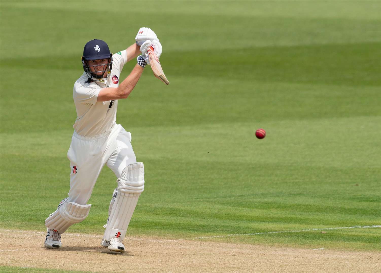 Zak Crawley drives through wide mid-off against Warwickshire. Picture: Ady Kerry