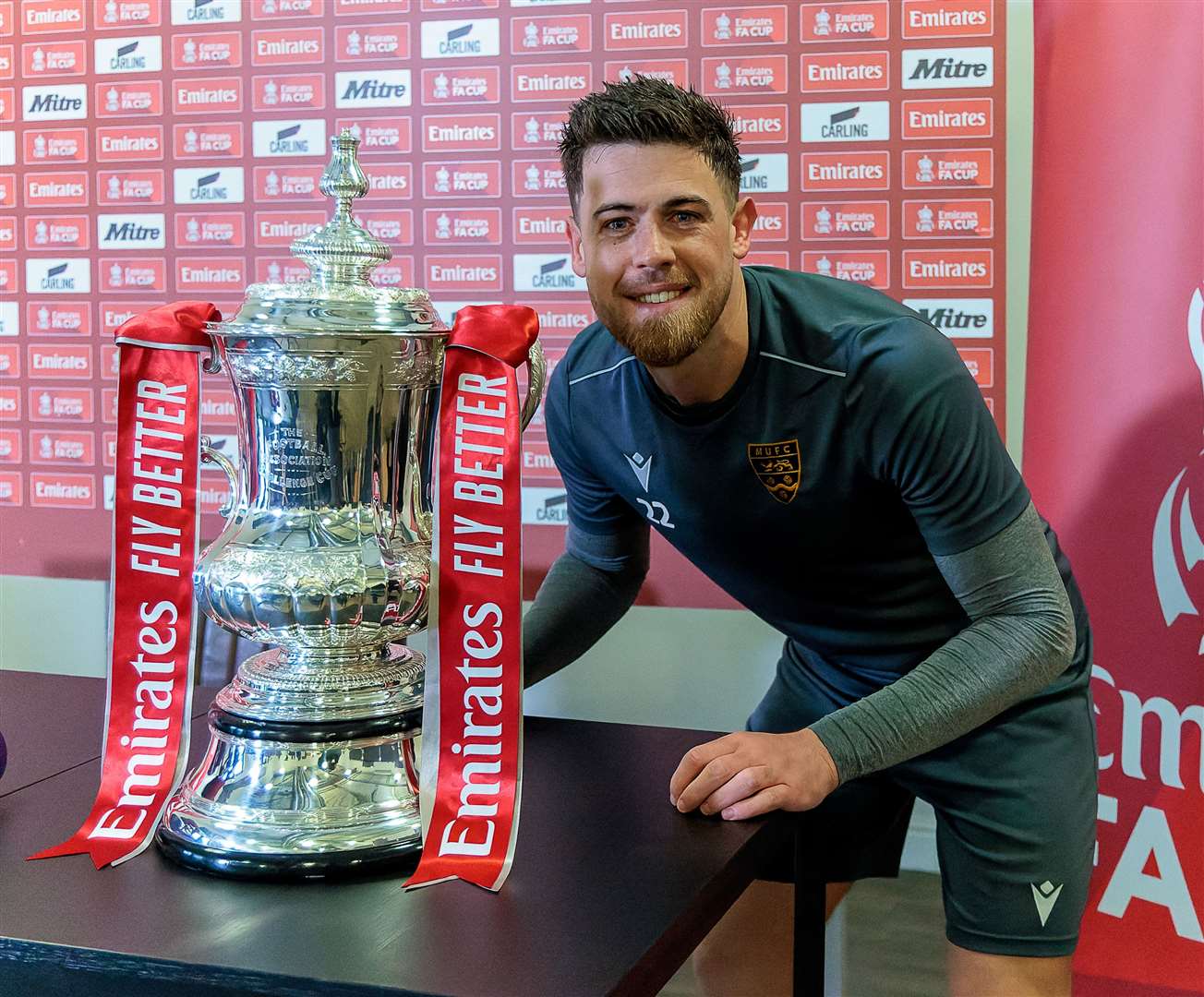 Maidstone United midfielder Sam Bone with the FA Cup. Picture: Helen Cooper