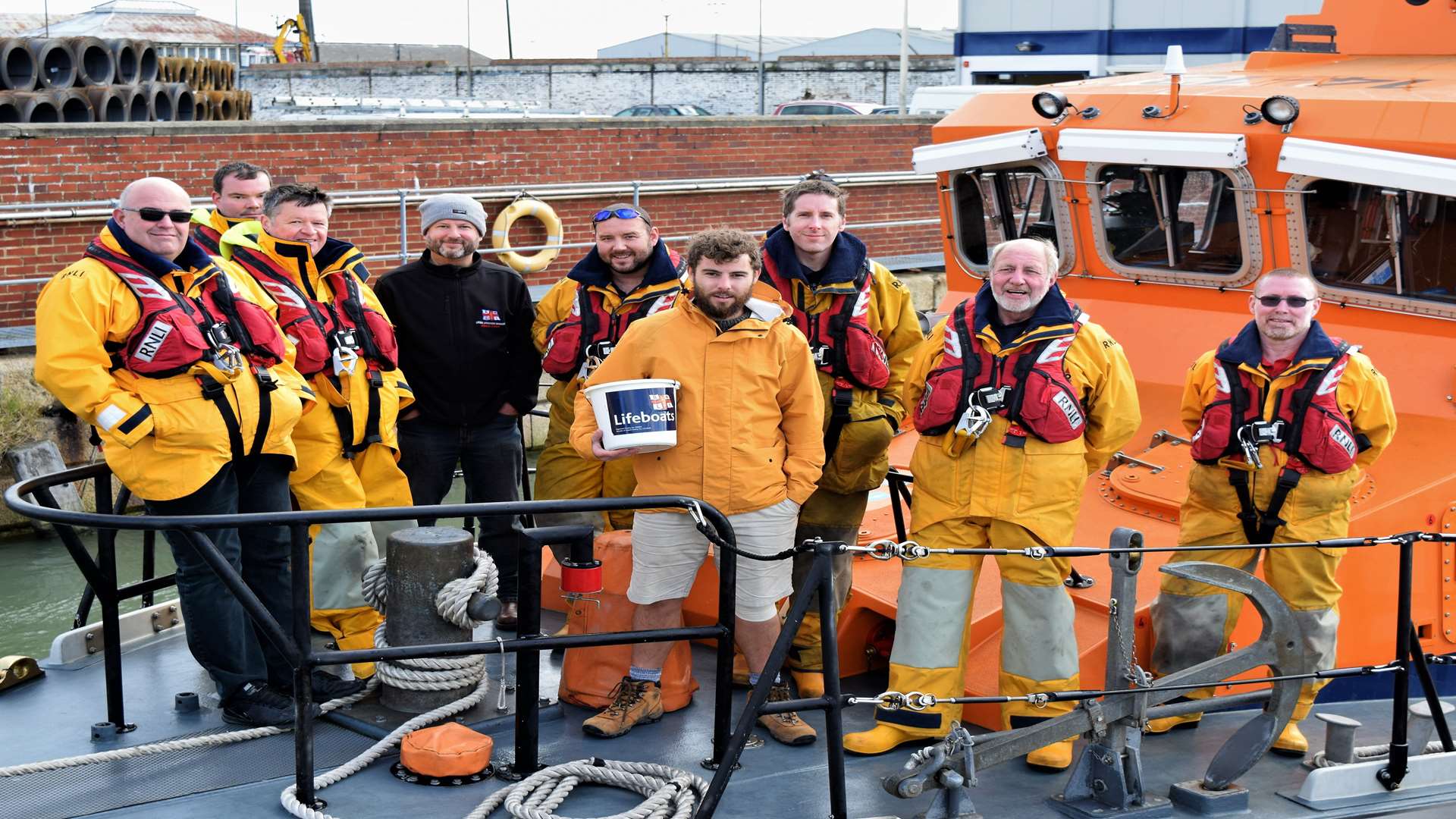 Alex Ellis-Roswell with the Sheerness RNLI crew