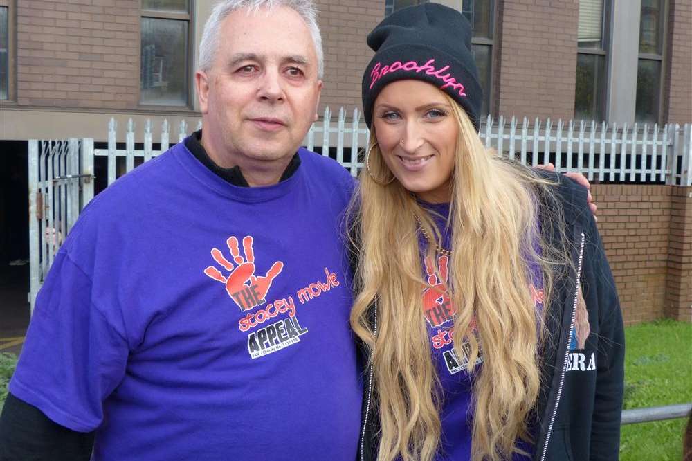 Rachael Foster, mum of X Factor favourite Tamera Foster, was among the supporters of those abseiling 200ft in aid of Stacey Mowle, including the youngster's grandad, Bob Mowle