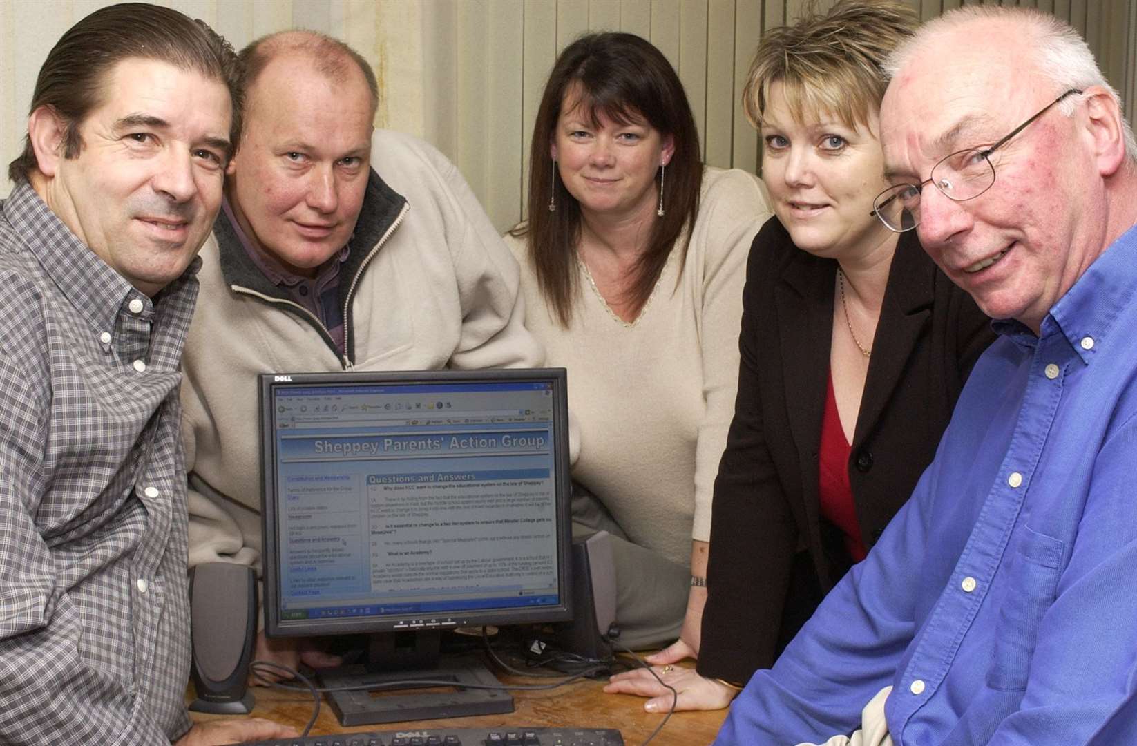 Launch of the SPAG website at Tony Batchelor's house in Halfway in 2004. Picture shows, from the left, Dave Butler (Minster Primary), Kevin Hofman (Danley and Halfway), Mary Wood (St George's), Chris Botting and Tony Batchelor (Danley and Minster College). Picture by Andy Payton