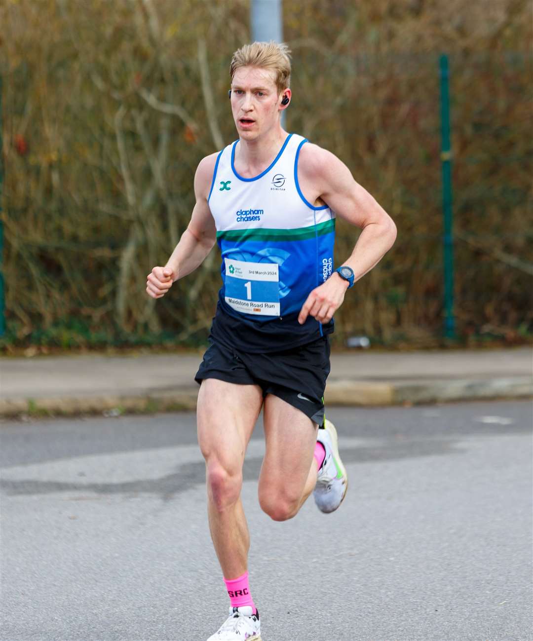 Freddie Allinson on his way to half-marathon victory in the Heart of Kent Hospice Maidstone Road Run. Picture: Steve James Photography