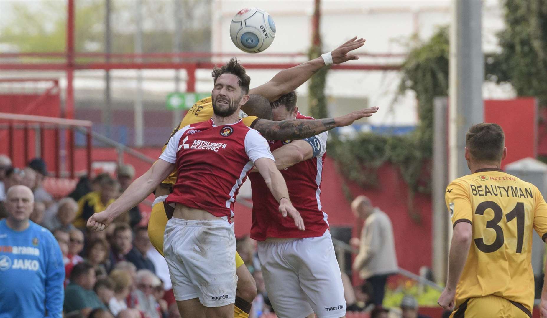 Dean Rance goes up for a header Picture: Andy Payton