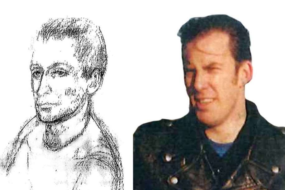 An artist’s impression of the offender in July 1990 and an image of Clayson taken in 1990. Picture: Kent Police.
