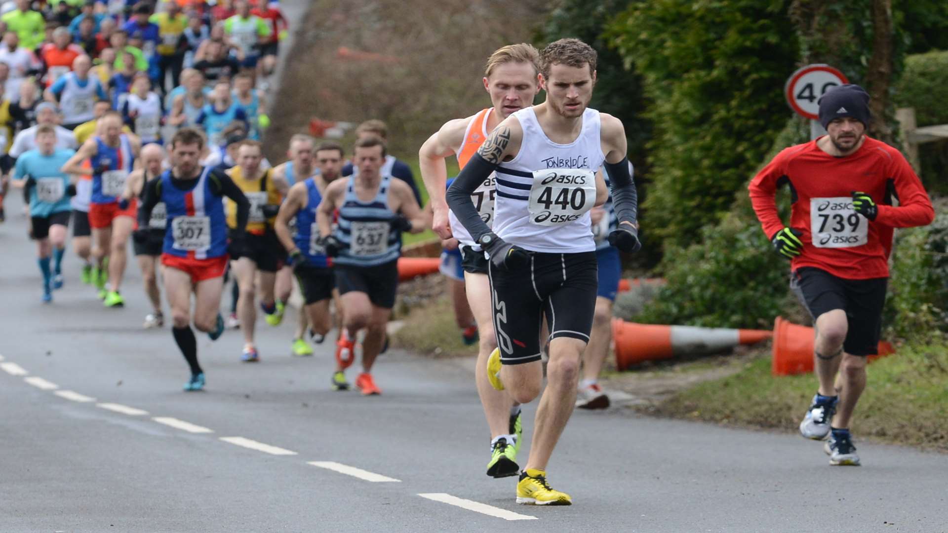 Daniel Bradley leads Mike Coleman at the Ashford & District 10k Picture: Gary Browne