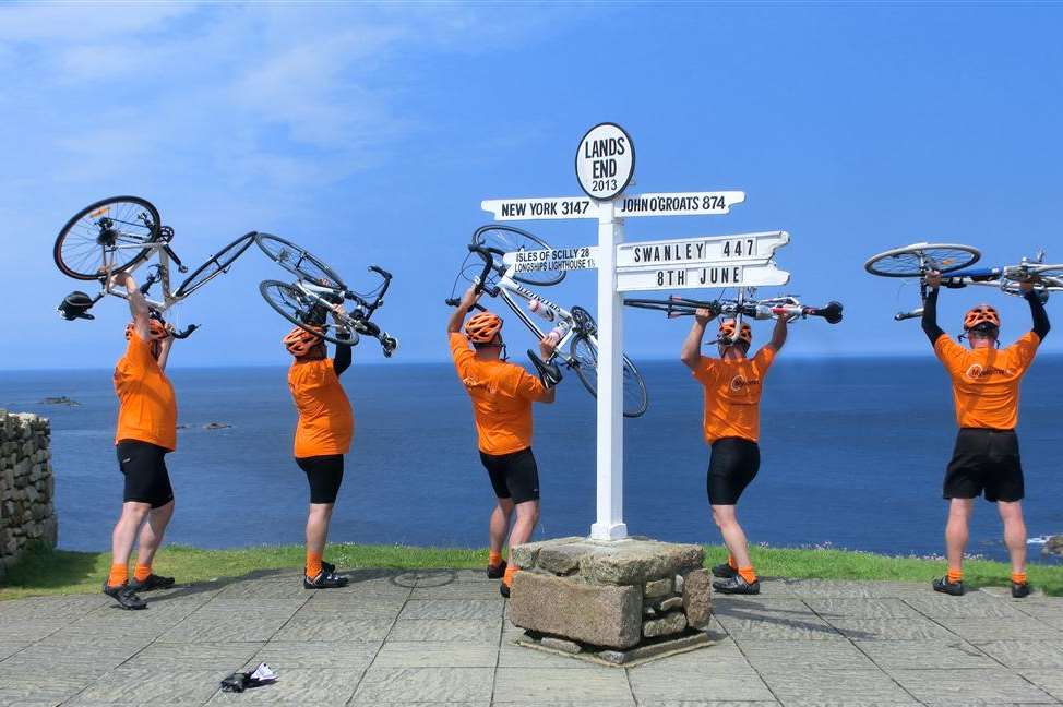 The Myeloma Musketeers who will be cycling from Swanley to Lands End to raise money for cancer charity Myeloma UK
