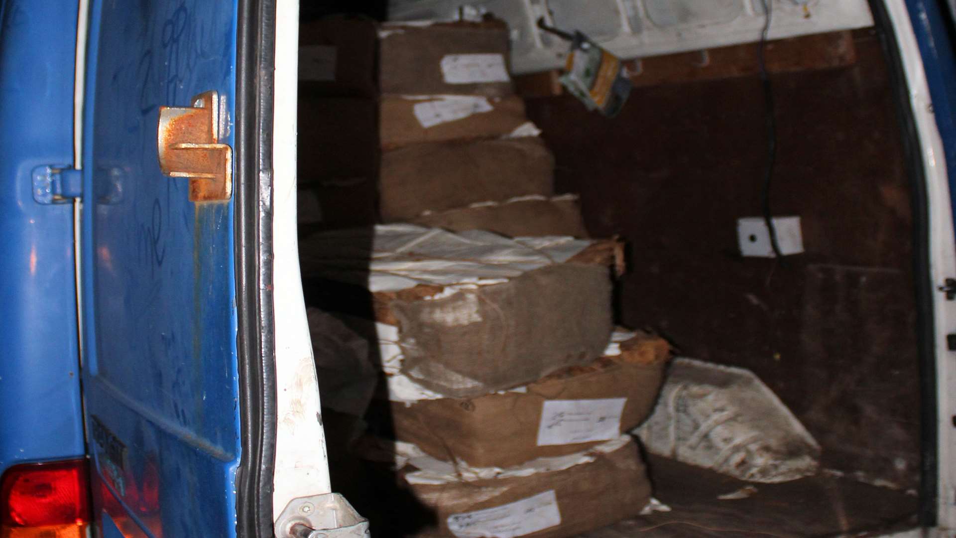The van load of raw tobacco seized by customs and excise officers