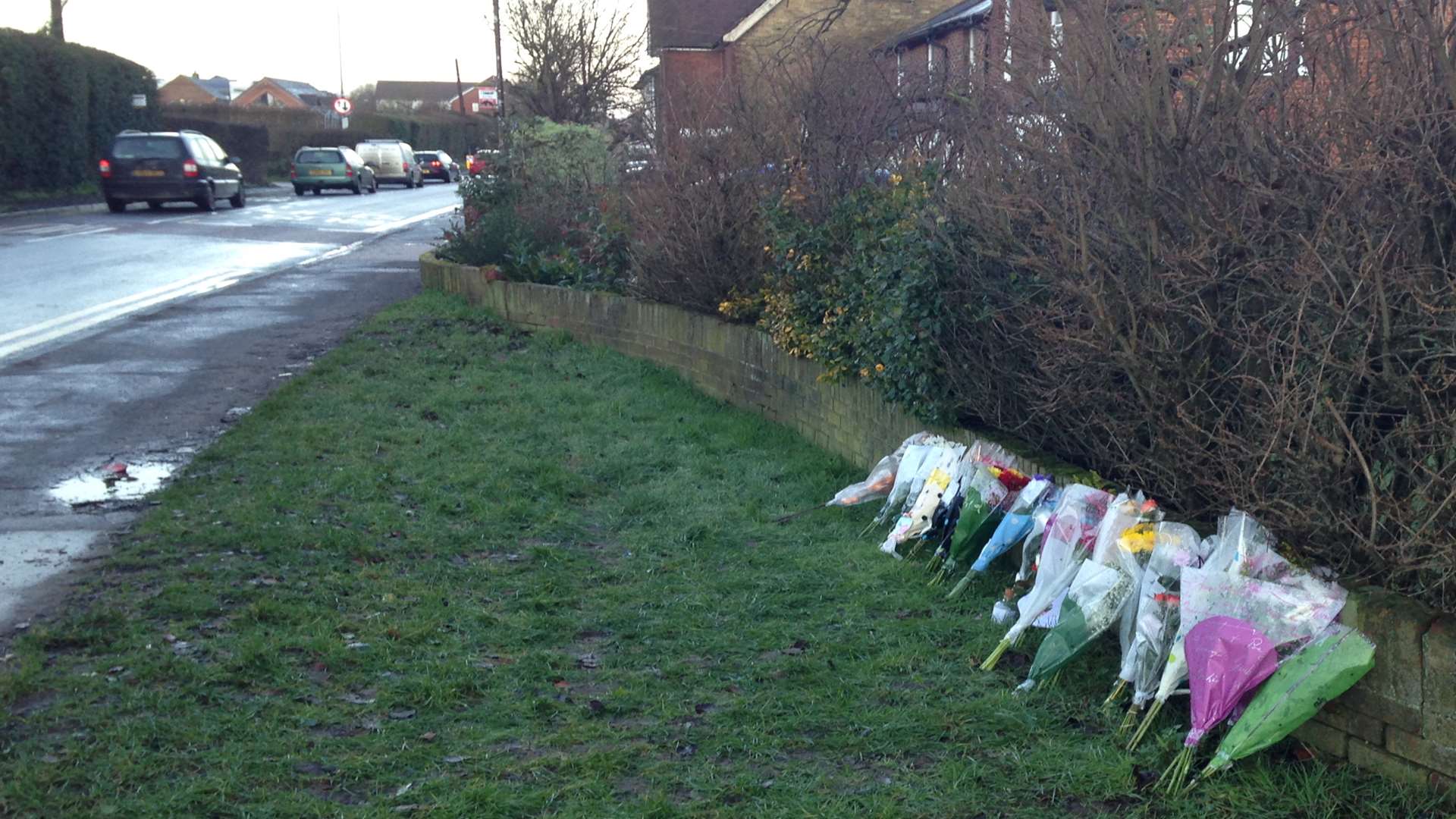 Flowers left at the site where teenager Zoe Georgiou was killed