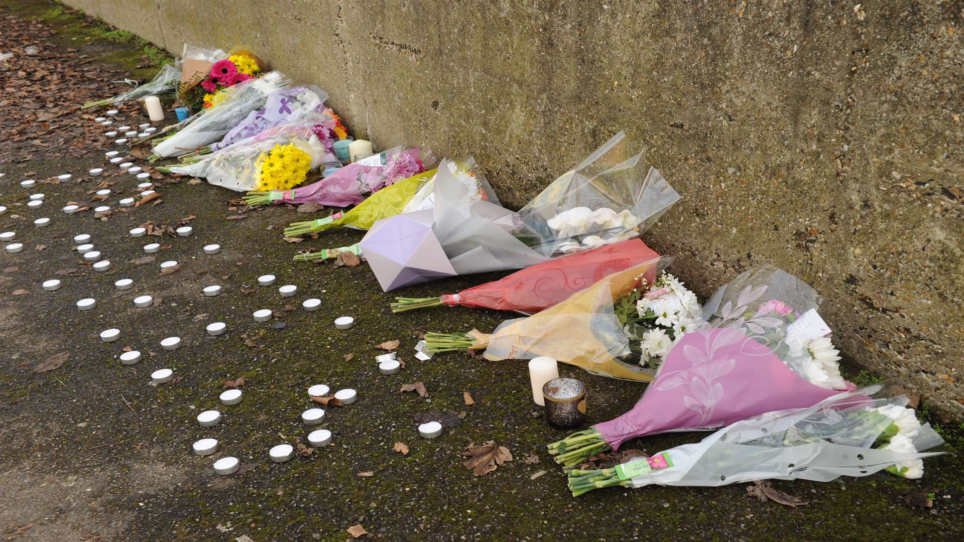 Tributes left for Ben after his body was recovered from the River Medway.