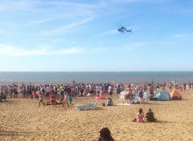 The air ambulance at the beach in Margate. Picture: Zoe Russell
