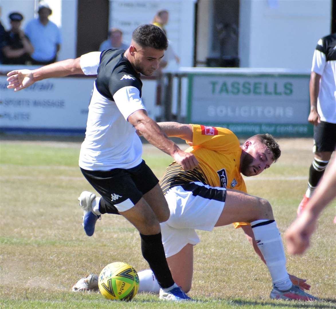 Bradley Schafer tussles for the ball at Salters Lane. Picture: Randolph File