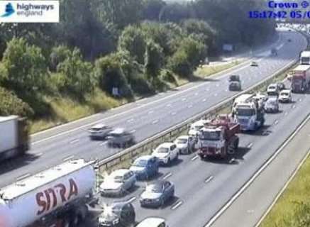 Traffic is being held after a multi-vehicle accident. Picture: Highways England