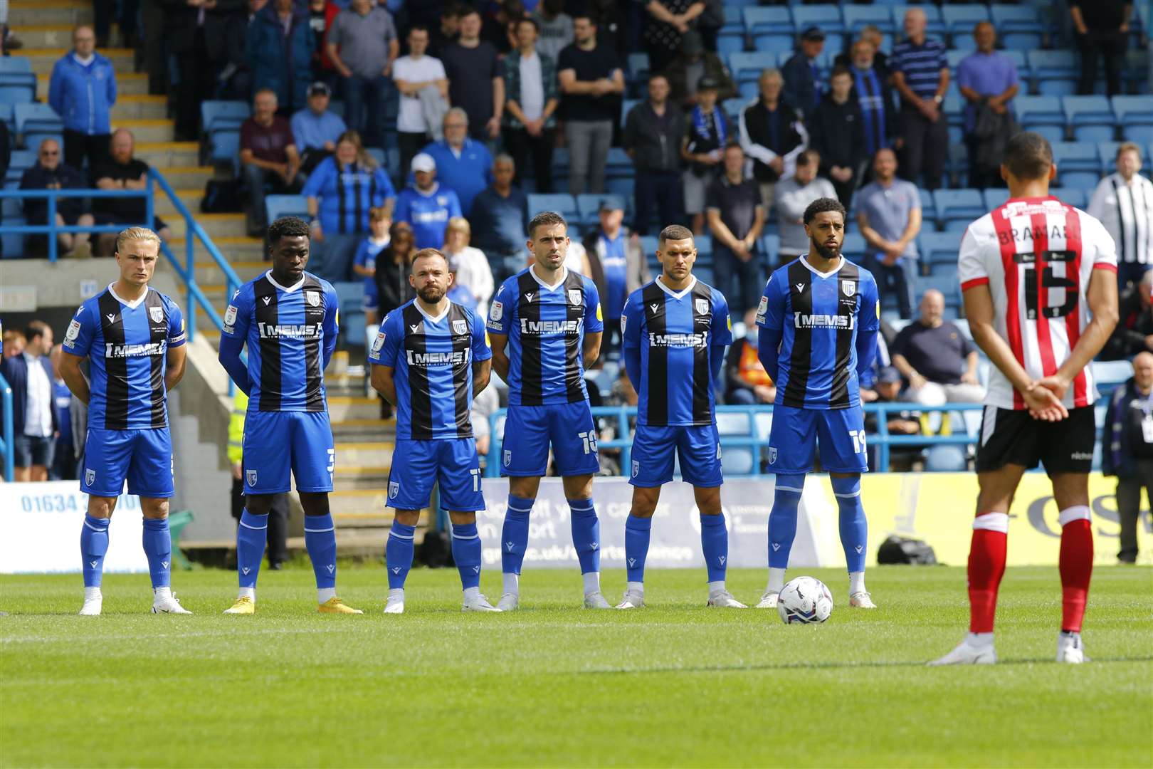 Gillingham players observed a minute's silence before kick-off. Picture: Andy Jones (49990585)