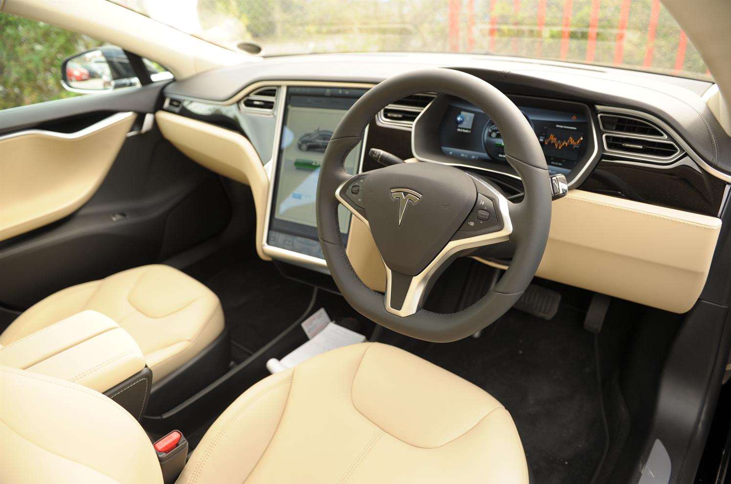 The car's interior is dominated by a 17-inch tablet screen that controls all the functions and includes an internet connection, sat nav and reversing cameras. Picture: Steve Crispe